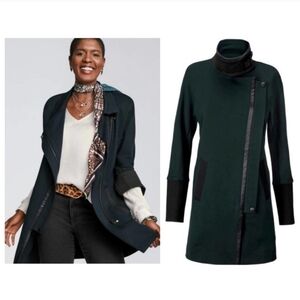 CAbi Renaissance Black and Forest Green Long Jacket 3725 size medium